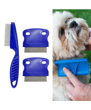 Portable 3-Part Flea Comb for Cats & Dogs - Effective Flea & Lice Removal Grooming Tool (Blue) - Buy Online on GoSupps.com