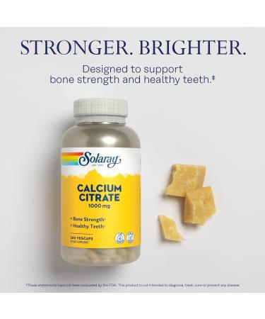 SOLARAY Calcium Citrate 1000mg | Bone Strength & Healthy Teeth | Dietary Supplement | Vegan Lab Verified | 240 Vegetarian Capsules - Buy Online on GoSupps.com