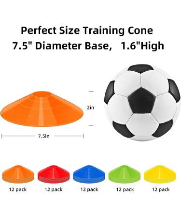60 Pack Agility Soccer Cones with Carry Bag - Training Cones Set for Football, Basketball, and Sports Drills - Buy Online on GoSupps.com