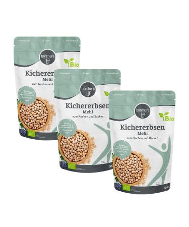 3x borchers organic chickpeas flour |3x 300g |Rich in fiber |Protein source |Ideal for oriental dishes |By nature vegan |900g