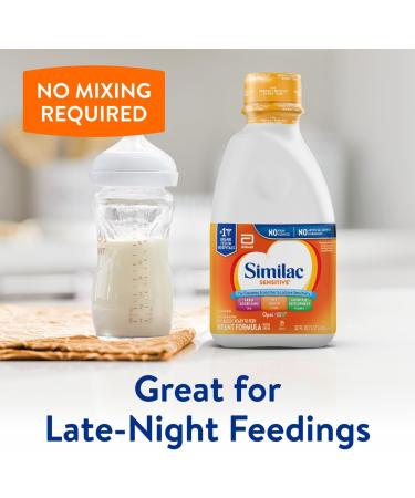 Similac Sensitive Infant Formula for Fussiness & Gas - Ready-to-Feed Baby Formula (32 fl oz) - Lactose Sensitivity Solution - Buy Online on GoSupps.com