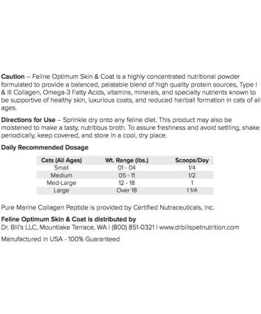 Feline Optimum Skin & Coat (180g) - Reduce Shedding and Hairballs for Healthy Fur | Biotin, Marine Collagen, Omega-3, Hyaluronic Acid, Folic Acid - Buy Online on GoSupps.com