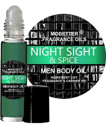 MOBETTER FRAGRANCE OILS Night Sight & Spice Men Cologne Body Oil 1/3 oz roll on Glass Bottle
