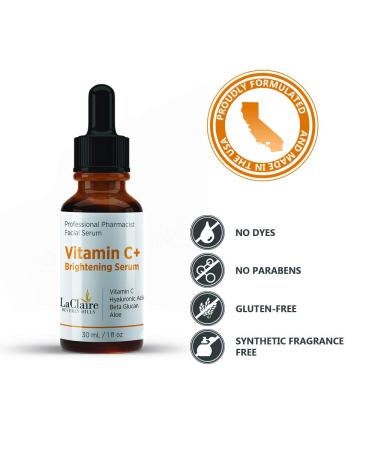 Powerful Vitamin C+ Serum for Brightening | Hyaluronic Acid | Made in the USA | 1 Fl Oz - Buy Online on GoSupps.com