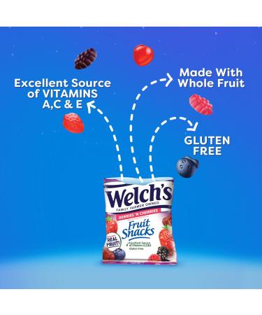 Welch's Fruit Snacks Berries 'N Cherries Individual Single Serve Bags 40 Pieces - 0.8 Oz - Buy Online on GoSupps.com