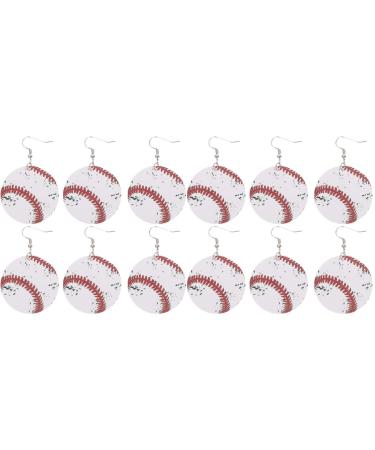 6 Pairs baseball earrings sports balls earrings womens earrings volleyball earrings Basketball Dangle Earrings drop earrings for women womens gifts jewelry woman leather lovers