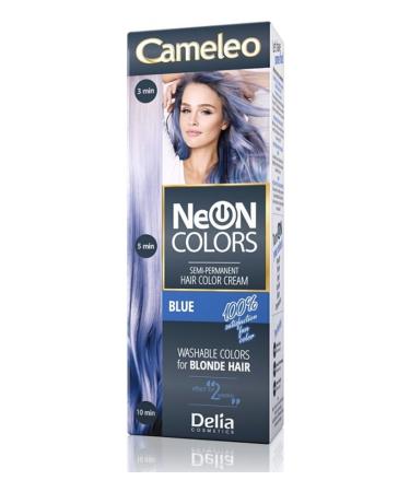 Cameleo Neon Colors Semi-Permanent Hair Color Cream Washable Colors for Blonde Hair 60ml (Blue)