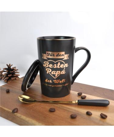 Funny Papa Gift - Best Dad Ceramic Coffee Cup 400ml with Lid | Father's Day Gifts - Buy Online on GoSupps.com
