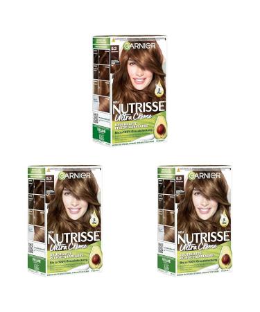 Garnier Nutrisse Permanent care hair color with nourishing fruit caves coloring with 8 weeks stop ultra cr me tint 053 including brown (pack with 3) 053 including brown 1 piece (3 Pack)