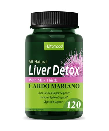 Silymarin Milk Thistle Liver Detox Capsules for Fatty Liver Alcachofa y Cardo Mariano con Silimarina para el Higado Graso Liver Cleanse Detox & Repair Formula w/Artichoke Extract. 120Count Milk Thistle 120 Count (Pack of 1)
