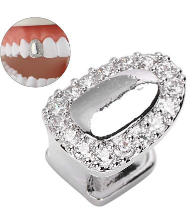 Grillz Teeth Grills For Your Teeth For Men Women Tooth Bling Teeth Accessory Decoration For Halloween Party Hip Hop Show Gold or Silver Tooth (Single portal diamond silver) - Buy Online on GoSupps.com