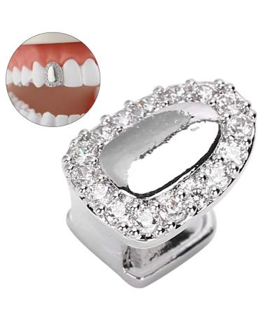 Shop Bling Teeth Accessories for Halloween & Hip-Hop Fashion Stylish Brass Galvanization with Solitaire Portal Diamond Silver - Buy Online on GoSupps.com