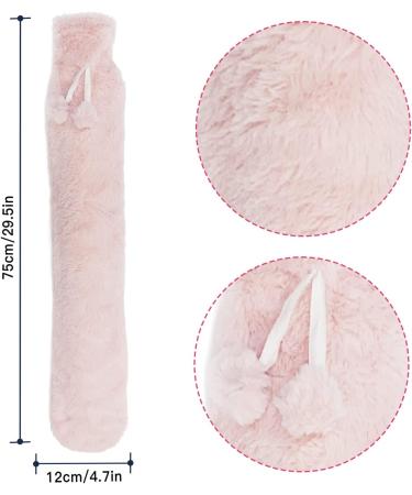 Extra Long Hot Water Bottle with Soft Plush Cover - 76cm - Wearable Waist and Tummy Warmer - 2L (Pink) - Buy Online on GoSupps.com