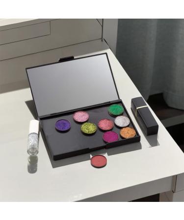 VANANA DIY Magnetic Eyeshadow Palette Makeup Palette with Mirror for Eyeshadow Lipstick Blush Highlighter Storage with 12 Pieces of Round Metal Pans (15x10cm - Without Grids Black - with Mirror) 15x10cm - Without Grids Black - with Mirror - Buy Online on GoSupps.com