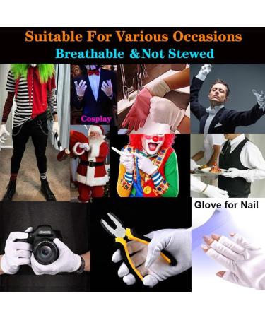 White Cotton Gloves 24 Pack - Washable Spa Moisturizing Gloves for Eczema & Sleeping - One Size Fits Most - Buy Online on GoSupps.com