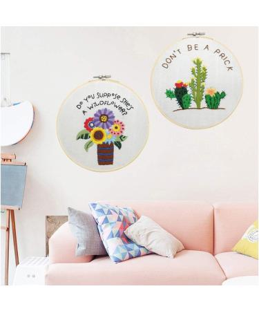 BERYA Embroidery Kit with Hoop, Color Threads, Scissors - Cactus Green | Beginners' Handmade Needlepoint Kit for Adults & Kids - Buy Online on GoSupps.com