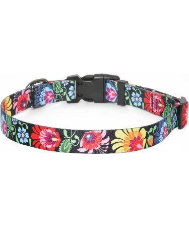 Heele Adjustable Dog Collar for Small & Medium Dogs - Patterned Comfort Collar for Puppies - Wild Flowers Design (XS 21.6-28cm) - Buy Online on GoSupps.com