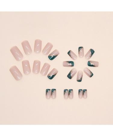 Marble Press on Nails - Square Medium Fake Nails with Gold Foil Designs | Glossy Full Cover False Nails for Women & Girls | 24pcs - Style A24 - Buy Online on GoSupps.com