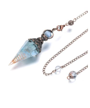 JOVIVI Aquamarine Dowsing Pendulum Crystal Healing Blue Hexagonal Gemstone Crystals Point Pendulum for Divination Scrying Dowser