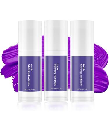 3 pieces purple toothpaste white teeth |Purple tooth paste for teeth whitening purple toothpaste lightening stain removal yellow teeth corrector toothpaste white teeth purple