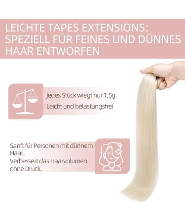 Silk-Co Real Hair Tape In Extensions - 20pcs Remy Hair 60cm Light Version Adhesive Skin Weft 70# Bleich Wei  - Buy Online on GoSupps.com