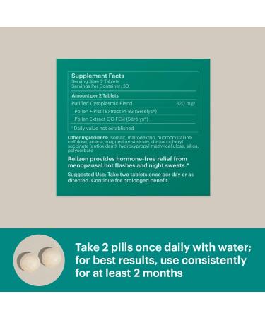 Bonafide Relizen - Hormone-Free Relief for Hot Flashes & Night Sweats - 90 Day Supply (180 Tablets) | International Shipping Available - Buy Online on GoSupps.com