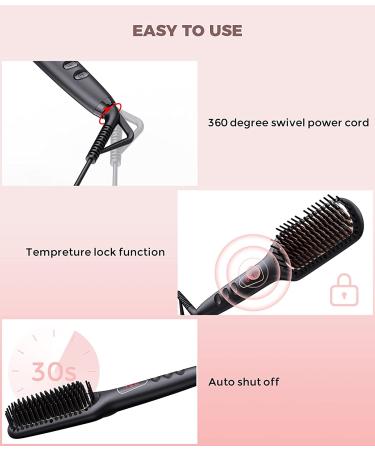 MEGAWISE Pro Ceramic Ionic Hair Straightener Brush | Fast MCH Heating | Auto-Off Safety | Anti-Scald | Dual Voltage | Rotatable Power Cord - Buy Online on GoSupps.com