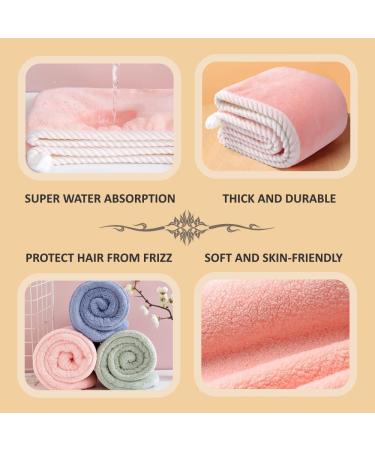 Microfiber Hair Towel Wrap for Women - 2 Pack Coral Velvet Turbans | Quick Dry Anti-Frizz Super Absorbent for All Hair Types - Pink & Blue Grey - Buy Online on GoSupps.com