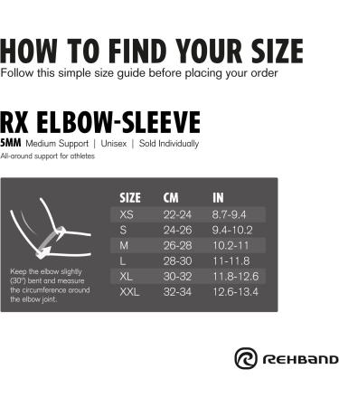 Rehband Elbow Bandage - 5mm SBR/Neoprene Sleeve for Strength Sports | Anatomical Slip-Resistant Tight-Fitting | XL Black - 1 Piece - Buy Online on GoSupps.com