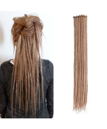 20 inches 20 strands/pack synthetic dreadlocks extensions thin 0.6cm crocheted braided hair soft dreads one-sided dreadlocks reggae hip-hop hippie style deep blonde 20inch-a color 24#