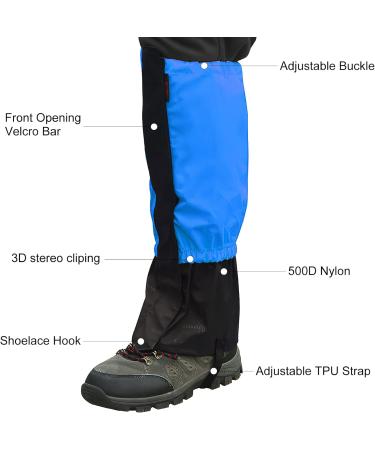 Buy Tnsland Waterproof Outdoor Gaiters - Adjustable Breathable Leg Protection for Hiking Climbing & Snow Trekking - Blue - Buy Online on GoSupps.com