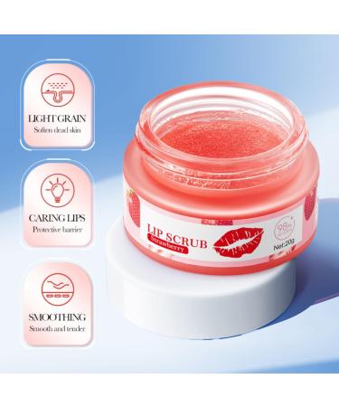 Strawberry Lip Scrub Exfoliator - Natural Lip Exfoliator Scrub for Hydration and Softening Diminishes Lip Lines Brightens and Softens Lips 20g - Perfect Lip Care Treatment - Buy Online on GoSupps.com