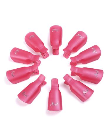 Gospire 10 Pcs Plastic Nail Clip Nail Art Gel Polish Remover Soak Off Cleaner Cap Clip (pink)