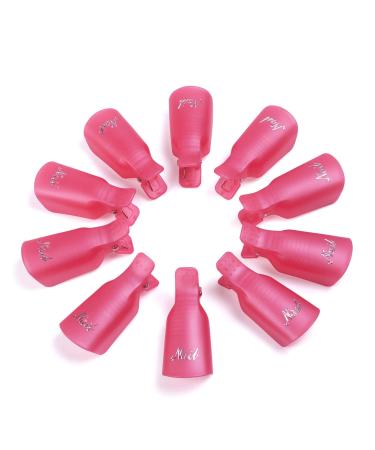 Gospire 10 Pcs Plastic Nail Clip Nail Art Gel Polish Remover Soak Off Cleaner Cap Clip (pink)