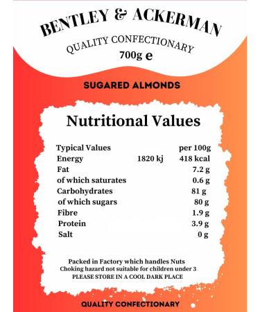 Sugared Almonds (700g) Original Sweet Almond Delights in a Jar - Premium Quality by Bentley & Ackerman's Sweet Shop - Irresistible Crunchiness - Buy Online on GoSupps.com