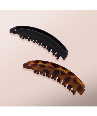 Kitsch Recycled Plastic Large Claw Clip - 2pc Set Big Claw Hair Clips for Women - Black & Tortoise | Ideal for Thick Hair & Girls - Buy Online on GoSupps.com