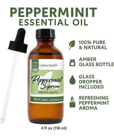 Peppermint Essential Oil 100% Pure & Natural Mentha Piperita 4 fl oz (118 ml) Amber Glass Bottle with Glass Dropper GreenHealth Aromatherapy Diffusers DIY Candle Making Home Fragrance Peppermint 4 Fl Oz (Pack of  - Buy Online on GoSupps.com
