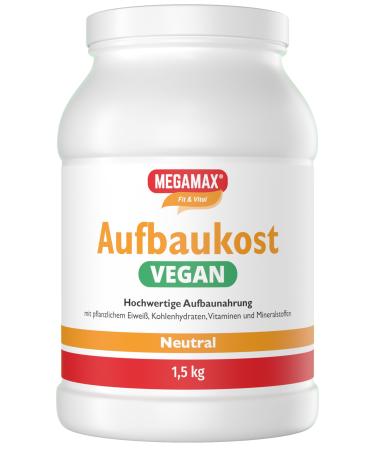 Megamax Building food vegan neutral 1.5 kg - vegan drinking food highly caloric for weight gain |Carbohydrates & protein as calories shake |Highly dosed with many vitamins