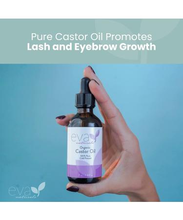 Eva Naturals Organic Castor Oil (2oz) - 100% Pure Hair Growth & Anti-Aging Oil - Promotes Eyebrow & Lash Growth - Pack of 2 - Buy Online on GoSupps.com