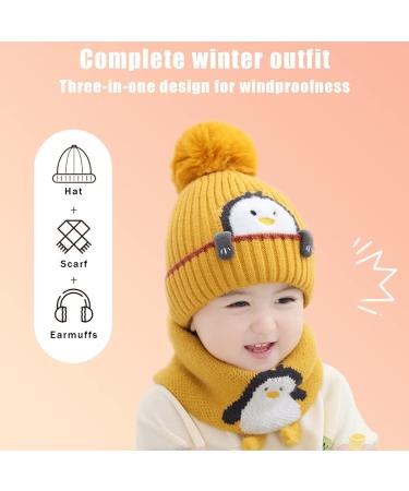 Rayson Kids Winter Hat and Scarf Set - Fleece Lined Beanie with Loop Scarf | Toddler Outdoor Sport Yellow Set - Buy Online on GoSupps.com