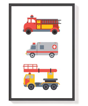 Shop Heaven Sugar Premium Wall Pictures Set for Kids - A4 Children's Room Decor | Vehicle & Fire Engine Posters - Buy Online on GoSupps.com