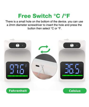 GEKKA Wall Mounted Infrared Forehead Thermometer - Non Contact Digital Wall Thermometer for Adults - LCD Display, Fever Alarm, Accurate Instant Reading - Ideal for Offices, Schools, Factories - White - Buy Online on GoSupps.com