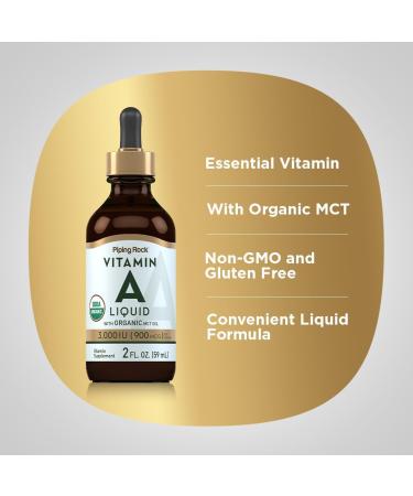 Piping Rock Vitamin A Liquid Drops | 2 fl oz | with Organic MCT Oil | Non-GMO Gluten Free Supplement - Buy Online on GoSupps.com