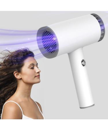 White Cordless Hair Dryer Mid Size Lightweight Hairdryer Wireless Cold Air Wired Hot Air Design Handheld Rechargeable Hair Care Blow for Home or Travel