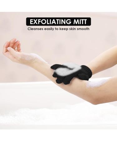 Sibba Bath Gloves - Natural Loofah Exfoliating Wash Gloves for Body and Face - Dead Skin Remover - Double Sided Microfibre - Black - Buy Online on GoSupps.com