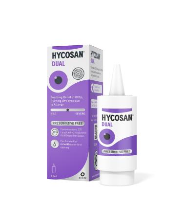 Hycosan Dual - Preservative Free Eyedrops - 0.05% Sodium Hyaluronate and 2% Ectoin- Recommended for Relief from Lipid Deficient Dry Eye and Meibomian Gland Dysfunction - 7.5ml 1