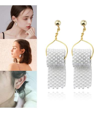 kaixinbukaixin Pearl Toilet Paper Ear Hooks 3D Paper Earrings Roll Ear Drops Jewellery Gifts Gold + White - Buy Online on GoSupps.com