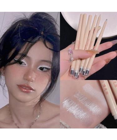 Diamond Glitter Eyeshadow Liner Pencil - Pearl White Highlighter & Silver Matte Waterproof Eyeliner for Shiny Makeup | International Shipping - Buy Online on GoSupps.com