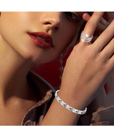 Vicmag Titanium Steel Magnetic Bracelet for Women - Ultra Strength Silver X-Shape Design with Removal Tool | Best Gift for Health & Style - Buy Online on GoSupps.com