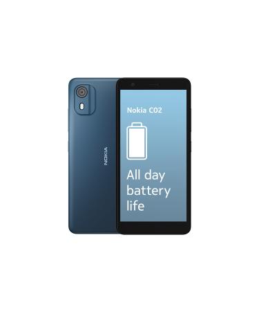 Nokia C02 5.45" Dual SIM Smartphone Android 12 (Go edition) - 5MP Rear / 2MP Front Camera Portrait Mode 2GB RAM/32GB ROM Tough build quality with IP52 Rating 3000mAh battery - Cyan